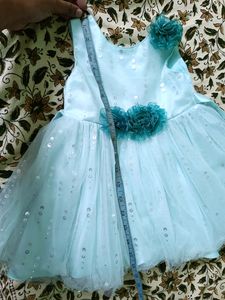 Sky Blue Net Party Wear Dress