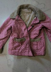 Pink Polka Dot Kids fur Jacket