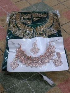 green embroid long sleeve kurti with skirt .This i