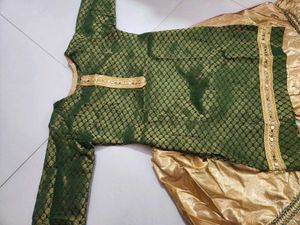 Elegant Green Kurta with Golden Gharara
