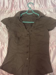 Chic Brown Button-Up Shirt