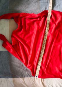 SHEIN Vibrant Red Satin Halter Neck Dress