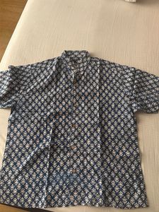 Blue & White Printed Kurta Shirt