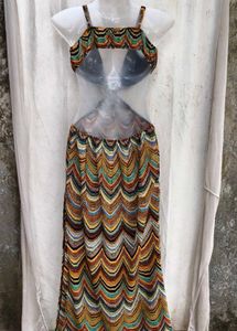 9238. Vibrant Wavy Print Maxi Dress