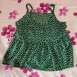 Green Floral Print Camisole Top