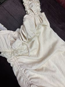 Cute Cream Ruched Mini Dress