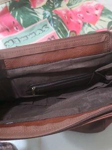 Brown Faux Leather Backpack