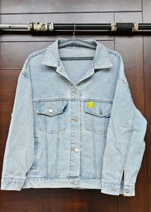 Light Wash Denim Jacket with Smiley