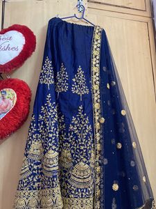 Royal Blue Silk Heavy Embroiled Lehanga