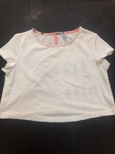 Lee Cooper White Crochet Mesh Top | Size 12