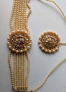 Elegant Pearl &amp; Kundan Jewellery Set