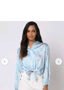 Flowy Marble Print Collared Shirt