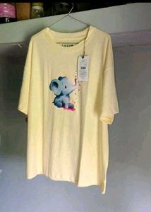 Cute Elephant Print Yellow T-Shirt