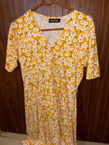 yellow shot frocks for women