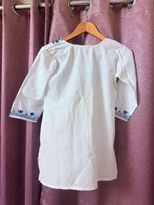 White Embroidered Short Kurti