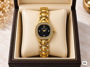 Elegant Gold Watch with Rhinestones