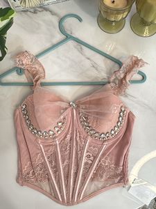 White Embellished Lace Corset Top