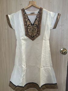 Cream Color A-line Kurti From Prapti