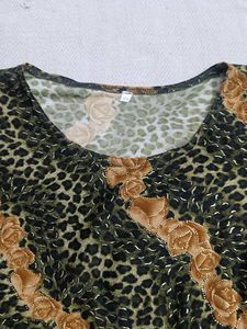 Animal Print Dress with Rose Detail