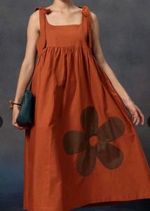 Rust Flower Maxi Dress