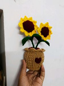 Handmade Crochet Sunflower Pot