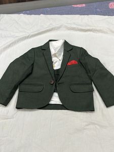 kids partywear Green Three-Piece Suit for Boys