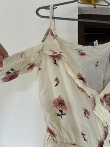 Floral Ruffle Cold Shoulder Dress