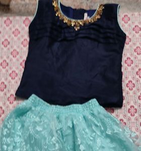 Girls Top With Net Skirt