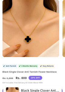 Elegant Black Clover Necklace