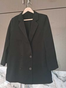 Classic Double-Breasted Black Blazer
