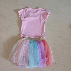 Unicorn Themed Party Dress For Girls With Freebie