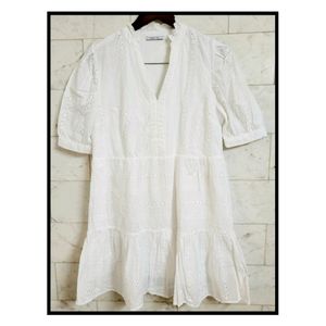 White Schiffli Embroidered Dress