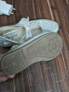 Sparkly Silver Girl's Shoes with Bow
