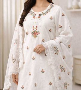 5 PCS COMBO White Embroidered Kurta Set