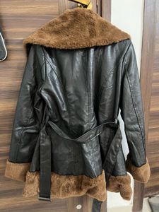 SAVANA BELTED FAUX LEATHER COAT - never worn