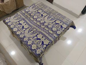 Elegant Blue &amp; Gold Brocade Pure Silk Saree
