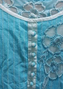 Blue Floral Applique Top
