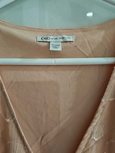 Elegant Peach Polka Dot Dress