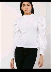 White Puff Sleeve Top