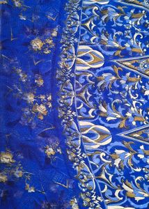 Vintage Blue Floral Print Soft Fabric 4.5 meters