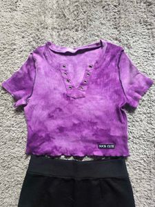 Purple Tie-Dye Cropped Top