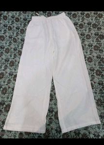 White linen blend pants
