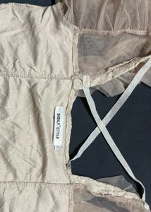 Sheer Lace Button-Up Blouse