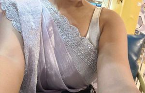 Elegant Sequined Saree with original blouse piece