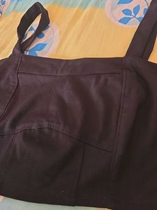 Black Sleeveless Corset Crop Top