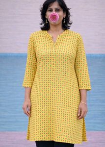 Yellow Printed Kurta