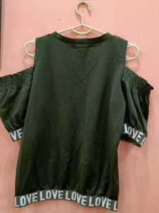 Olive Green Cold Shoulder Top