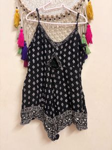 Boho Black Printed Romper