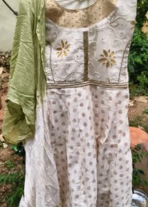 Elegant Cream & Gold Kurta Set with Dupatta
