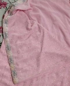 Stunning Pink Embellished Saree